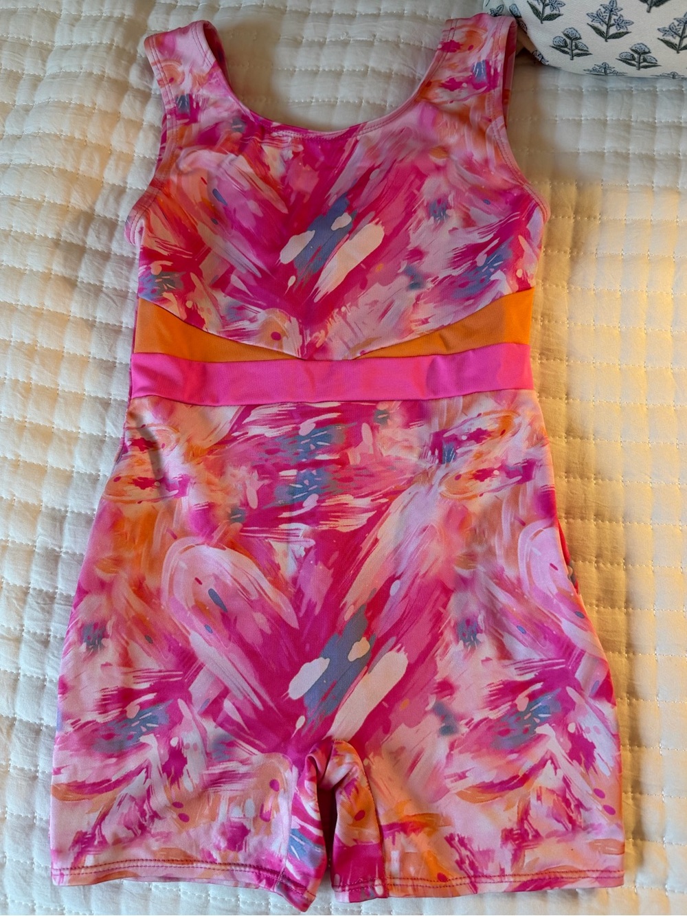 Girls Pink & Orange Active Leotard Size 8